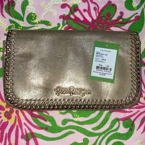 Lilly Pulitzer Crush Clutch, Gold Metallic, NWT